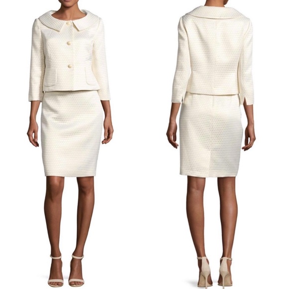 Albert Nipon Jacquard Polka-Dot Jacket w/ Skirt - Picture 3 of 6